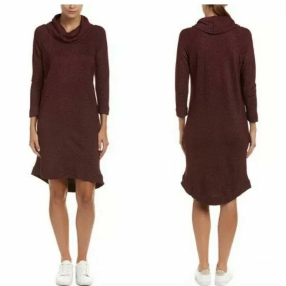 Evereve x Michael Stars Super Soft Burgundy Cowl Neck Tunic Dress M Medium